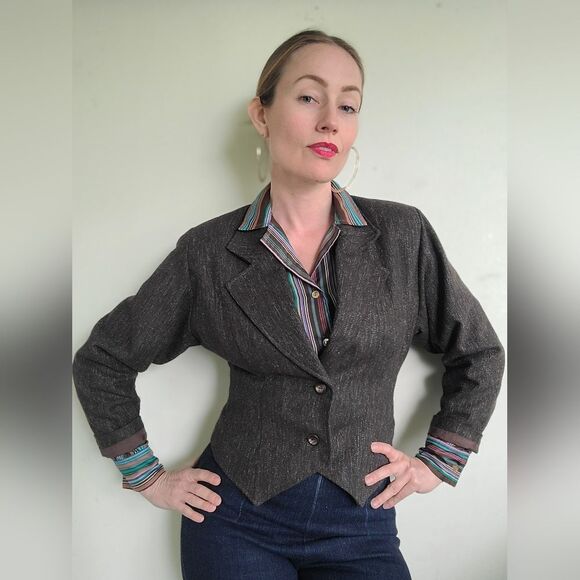 The Social Studies Teacher Vintage 80s Wool Cropped Blazer M - Picture 1 of 11